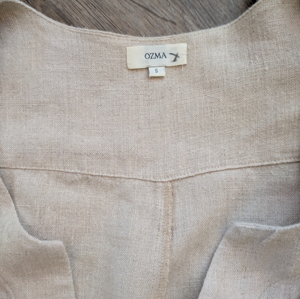 OZMA California Casual Linen Jumpsuit S Natural Tan Canerom - Picture 12 of 15